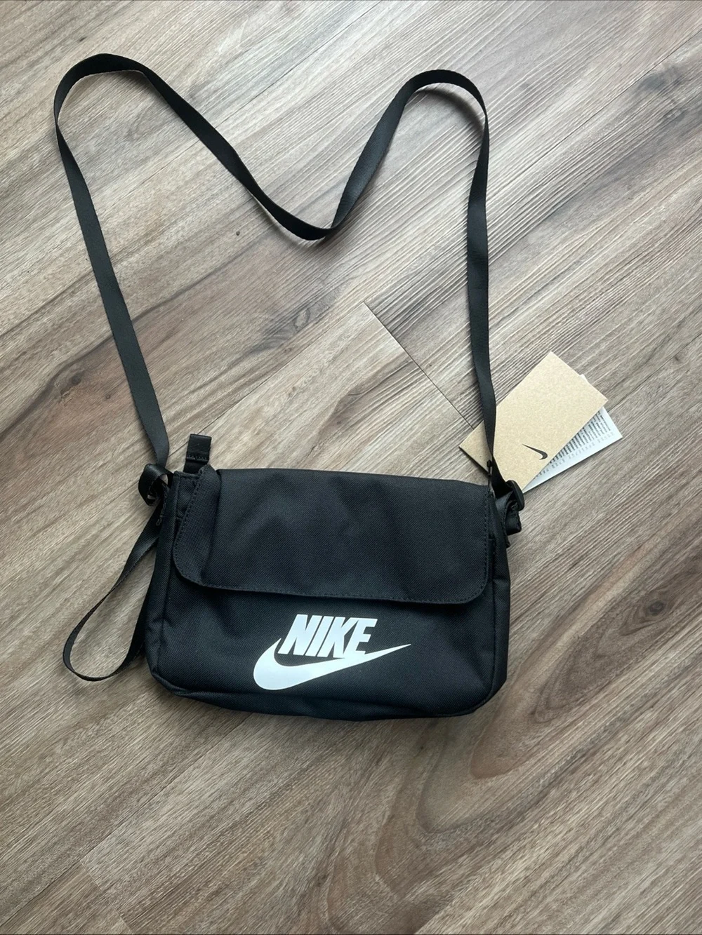 Nike Black Crossbody Messenger Bag with White Logo